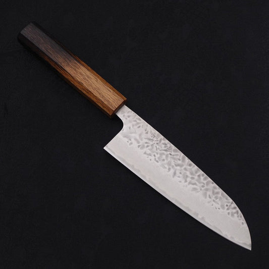 Santoku AUS-10 Tsuchime Damascus Yaki Urushi Handle 165mm