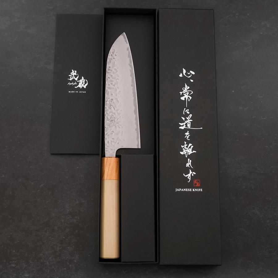 Santoku AUS-10 Tsuchime Damascus Zelkova Magnolia Handle 165mm