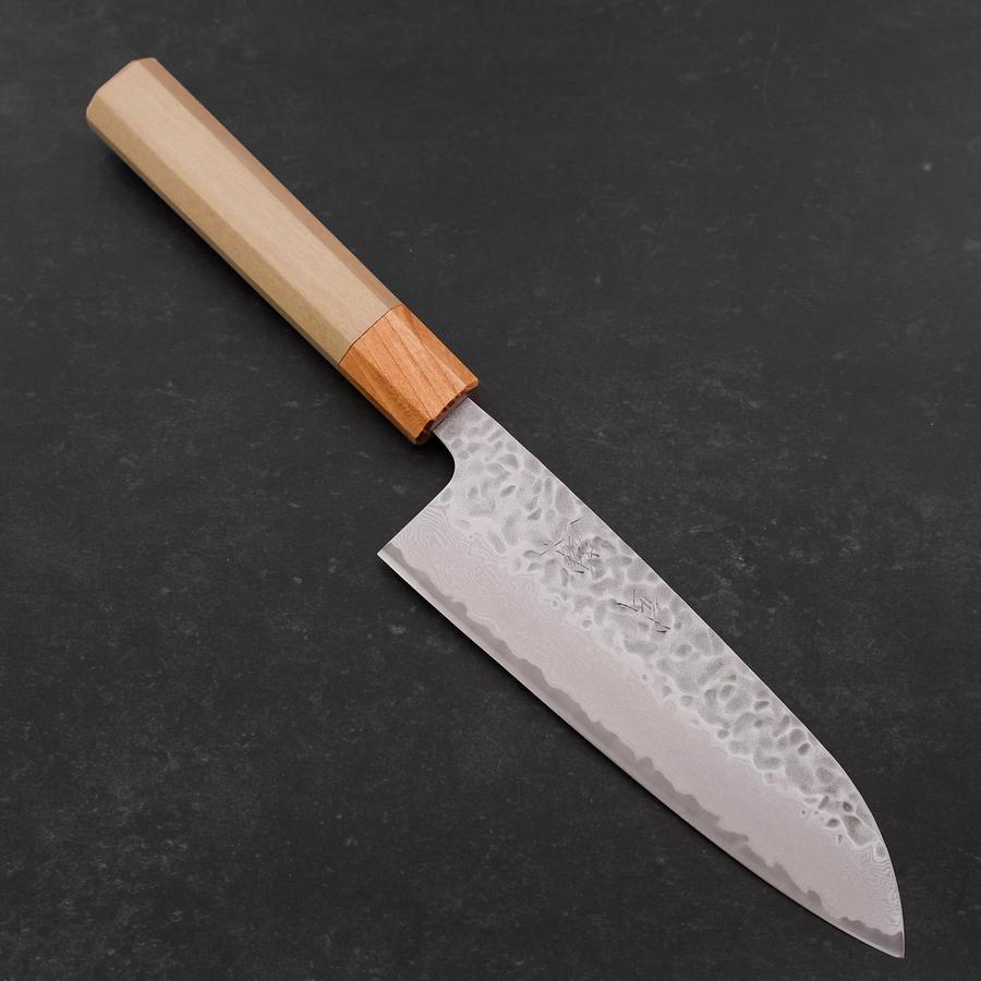 Santoku AUS-10 Tsuchime Damascus Zelkova Magnolia Handle 165mm