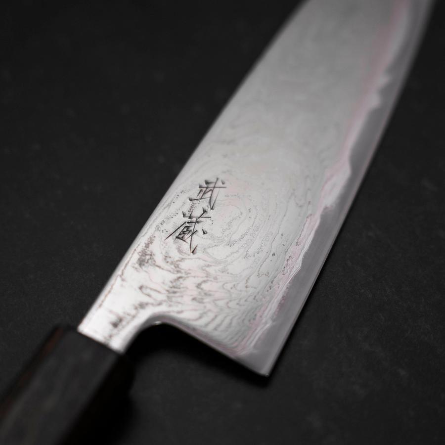 Santoku AUS-10 Wave Nickel Damascus Sumi Urushi Handle 165mm