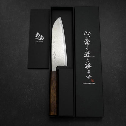 Santoku AUS-10 Wave Nickel Damascus Sumi Urushi Handle 165mm