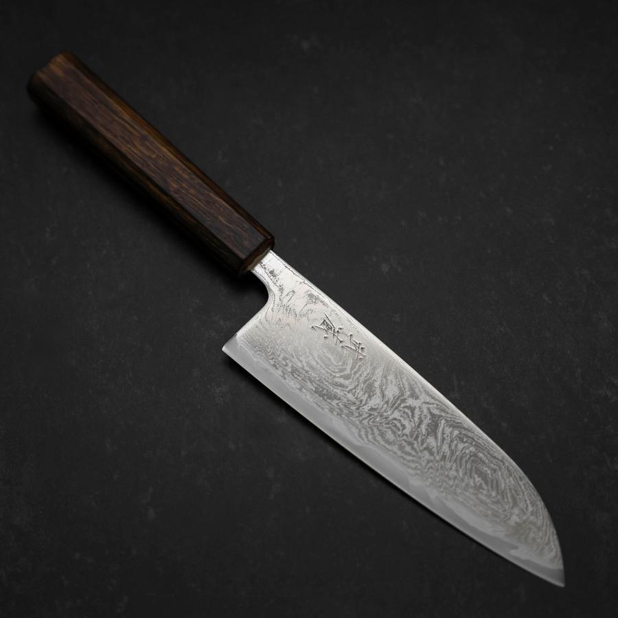 Santoku AUS-10 Wave Nickel Damascus Sumi Urushi Handle 165mm