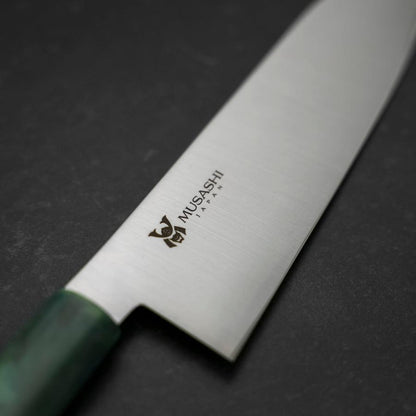 Santoku AUS-8 Polished Ocean Green Handle 180mm