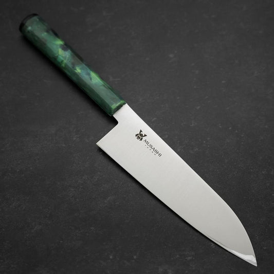 Santoku AUS-8 Polished Ocean Green Handle 180mm
