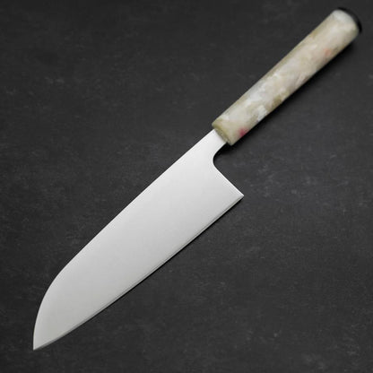 Santoku AUS-8 Polished Ocean White Handle 165mm