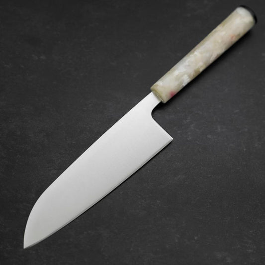Santoku AUS-8 Polished Ocean White Handle 165mm