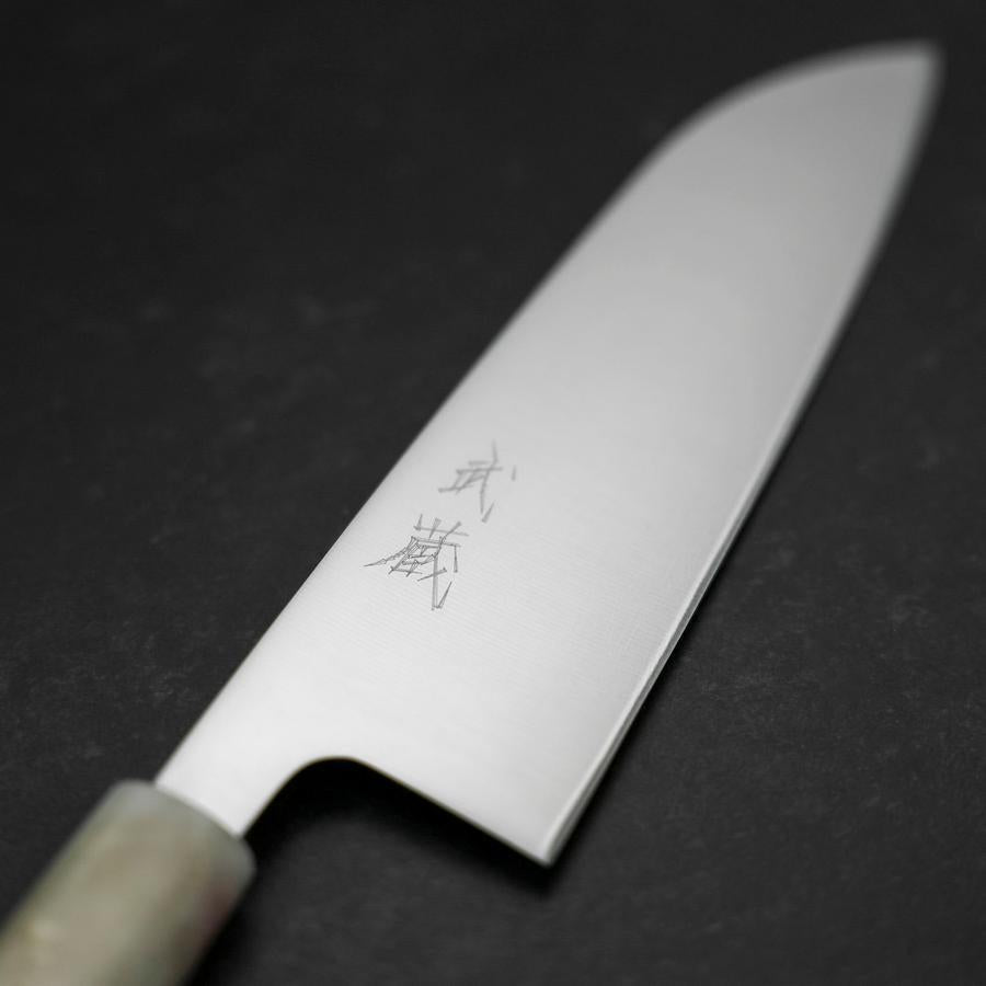 Santoku AUS-8 Polished Ocean White Handle 165mm