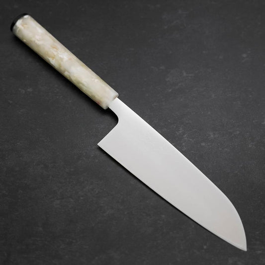 Santoku AUS-8 Polished Ocean White Handle 165mm