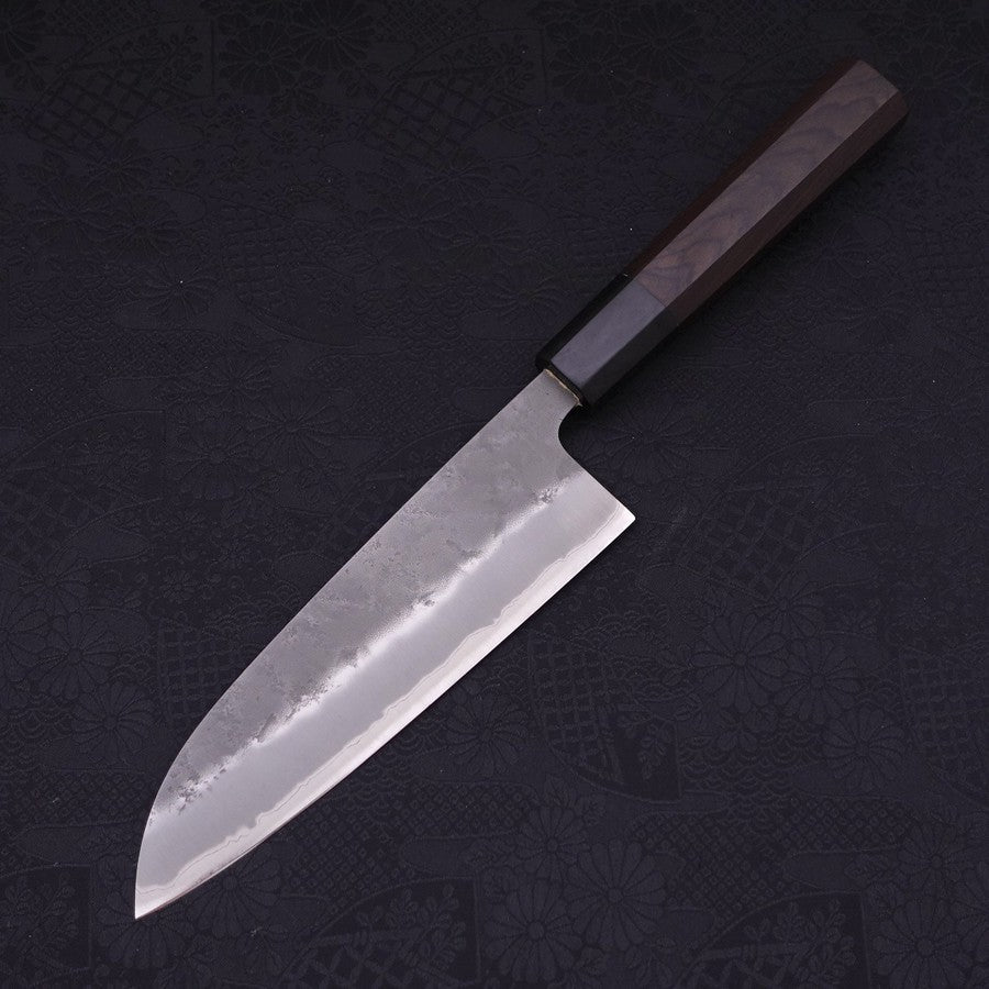 Santoku Blue Steel #2 Nashiji Stainless Clad Ebony Handle 165mm