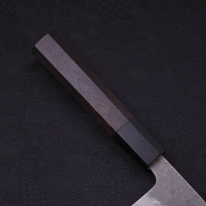 Santoku Blue Steel #2 Nashiji Stainless Clad Ebony Handle 165mm