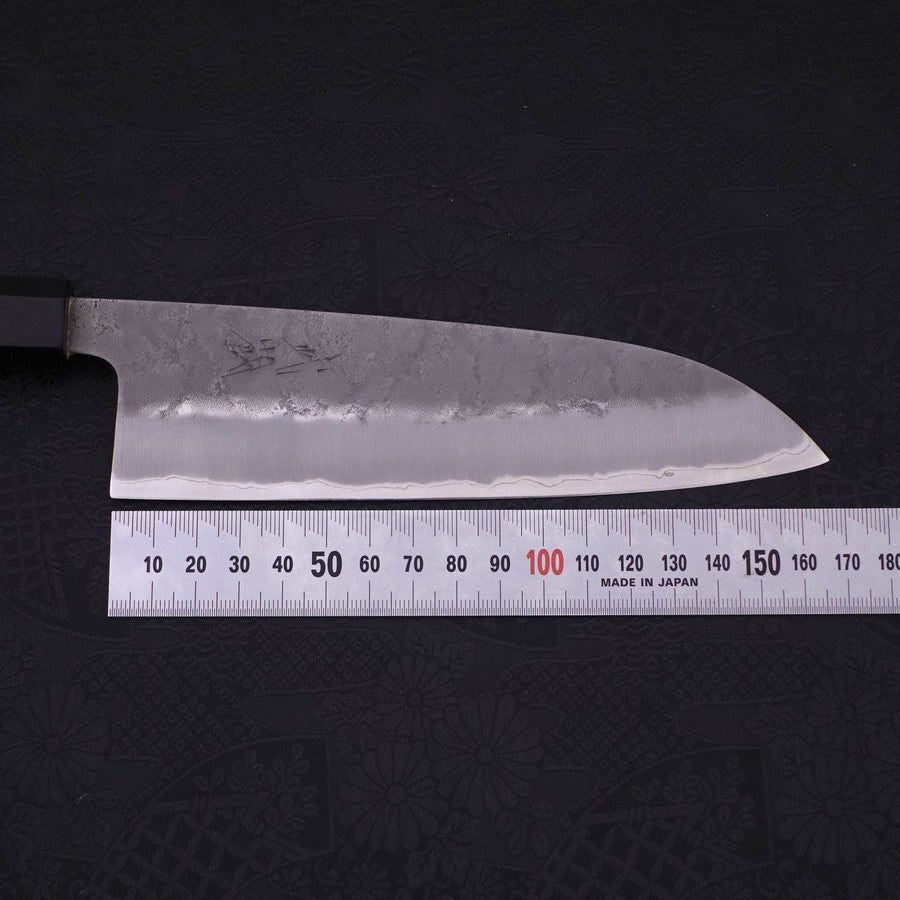 Santoku Blue Steel #2 Nashiji Stainless Clad Ebony Handle 165mm