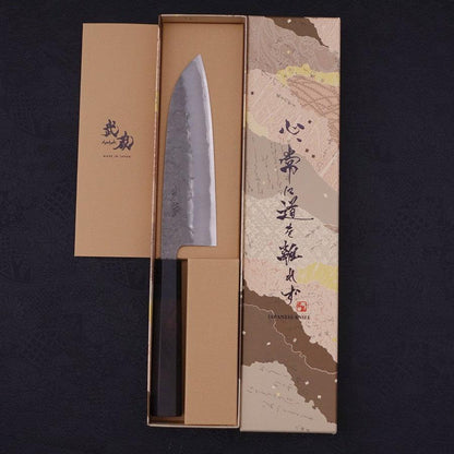 Santoku Blue Steel #2 Nashiji Stainless Clad Ebony Handle 165mm