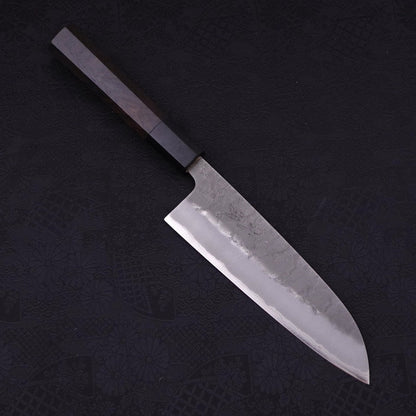 Santoku Blue Steel #2 Nashiji Stainless Clad Ebony Handle 165mm