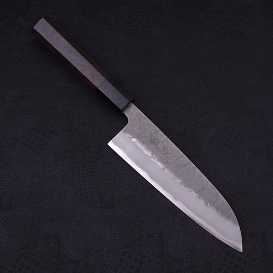 Santoku Blue Steel #2 Nashiji Stainless Clad Ebony Handle 165mm