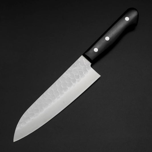 Santoku Blue Steel #2 Stainless Clad Tsuchime Western Handle Black 165mm