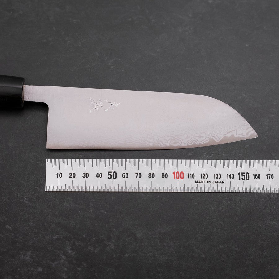Santoku Blue Super Damascus Buffalo Magnolia Handle 165mm
