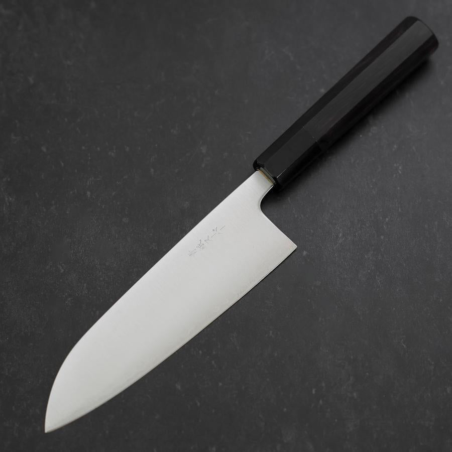 Santoku Blue Super Polished Buffalo Ebony Handle 165mm