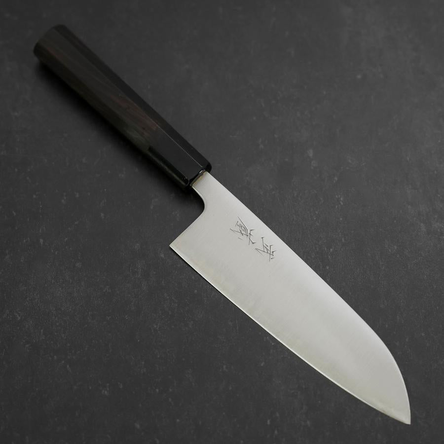 Santoku Blue Super Polished Buffalo Ebony Handle 165mm