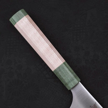 Santoku Blue Super Polished Maple Green Handle 180mm