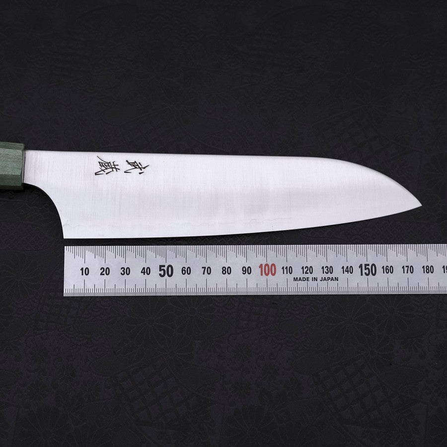 Santoku Blue Super Polished Maple Green Handle 180mm