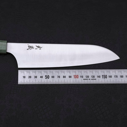 Santoku Blue Super Polished Maple Green Handle 180mm