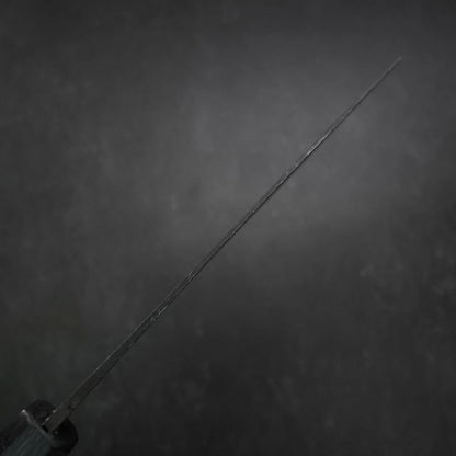 Santoku Blue Steel #1 Kurouchi Dark Blue Urushi Handle 180mm