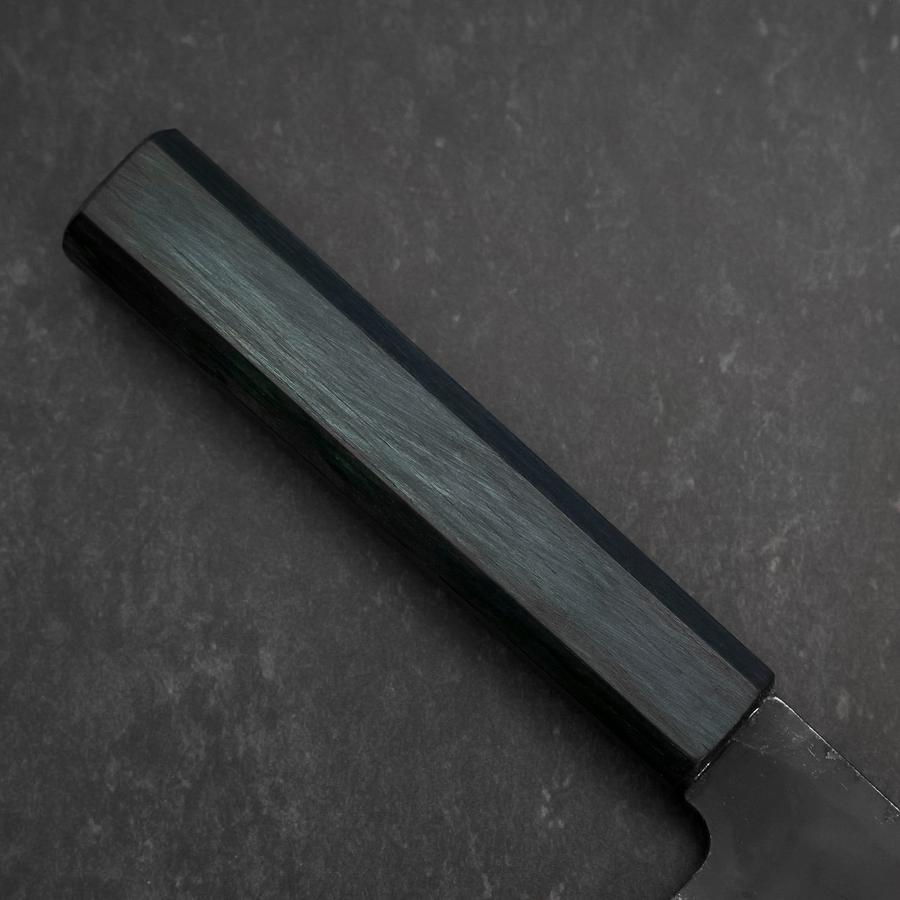 Santoku Blue Steel #1 Kurouchi Dark Blue Urushi Handle 180mm