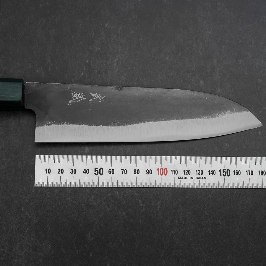 Santoku Blue Steel #1 Kurouchi Dark Blue Urushi Handle 180mm