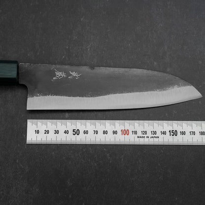 Santoku Blue Steel #1 Kurouchi Dark Blue Urushi Handle 180mm