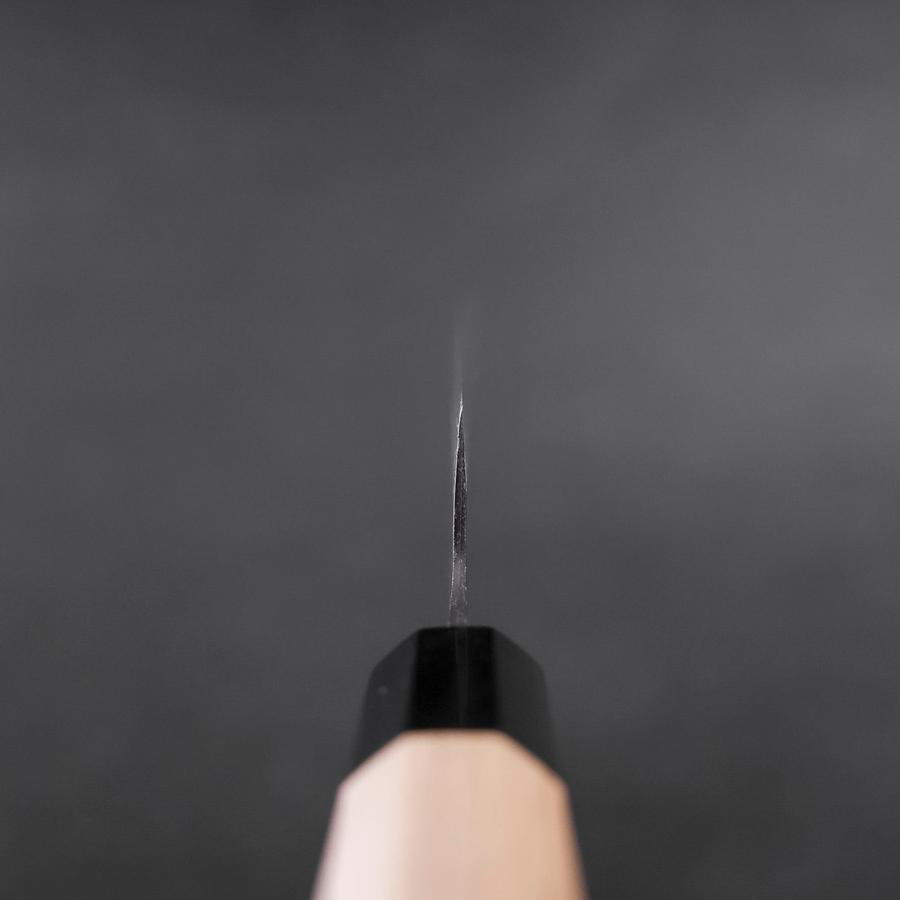 Santoku Blue Steel #1 Stainless Clad Kurouchi Buffalo Magnolia Handle 165mm