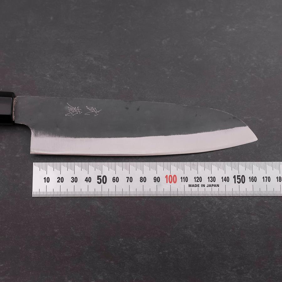 Santoku Blue Steel #1 Stainless Clad Kurouchi Buffalo Magnolia Handle 165mm