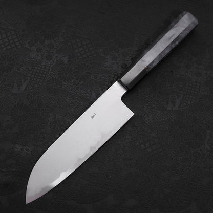 Santoku Blue Steel #1 Suminagashi Maple Blue Handle 170mm