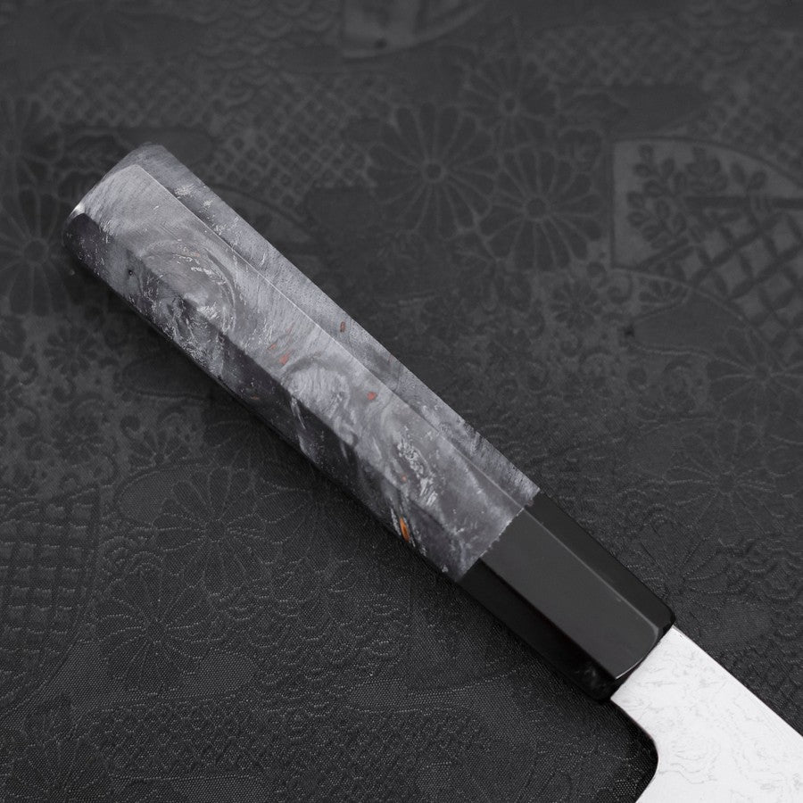 Santoku Blue Steel #1 Suminagashi Maple Blue Handle 170mm