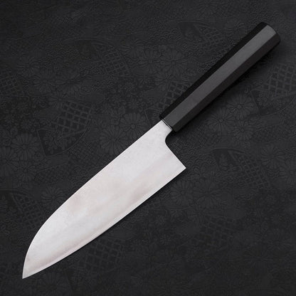 Santoku Blue Steel #2 Damascus Buffalo Ebony Handle 165mm