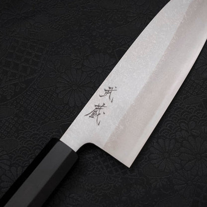 Santoku Blue Steel #2 Damascus Buffalo Ebony Handle 165mm