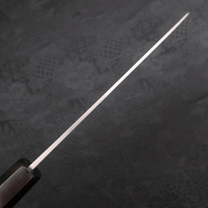 Santoku Blue Steel #2 Damascus Buffalo Ebony Handle 165mm