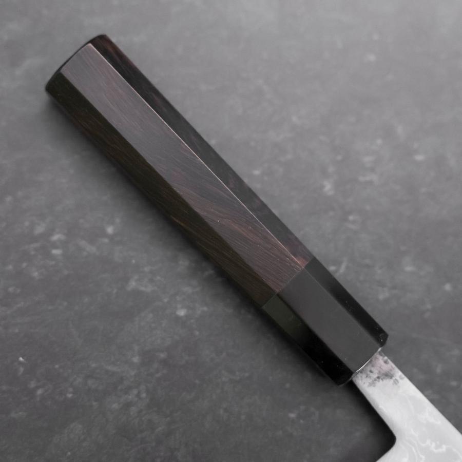 Santoku Blue Steel #2 Damascus Buffalo Ebony Handle 165mm