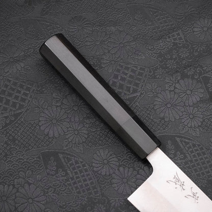 Santoku Blue Steel #2 Damascus Buffalo Ebony Handle 165mm