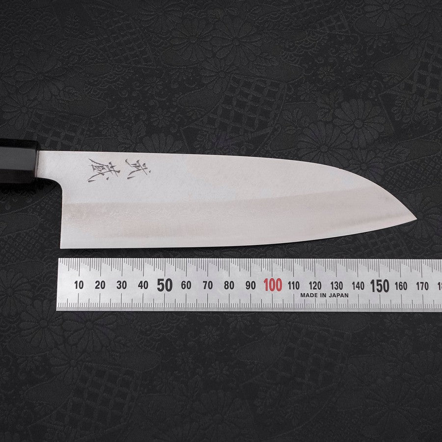 Santoku Blue Steel #2 Damascus Buffalo Ebony Handle 165mm