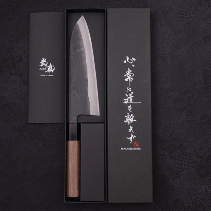 Santoku Blue Steel #2 Hon-Kurouchi Walnut Handle 190mm