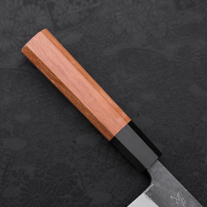 Santoku Blue Steel #2 Kurouchi Buffalo Teak Handle 165mm