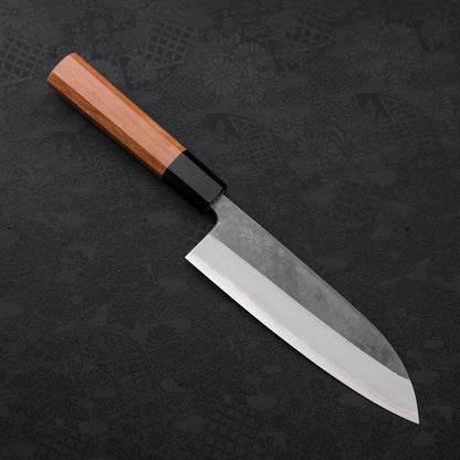 Santoku Blue Steel #2 Kurouchi Buffalo Teak Handle 165mm