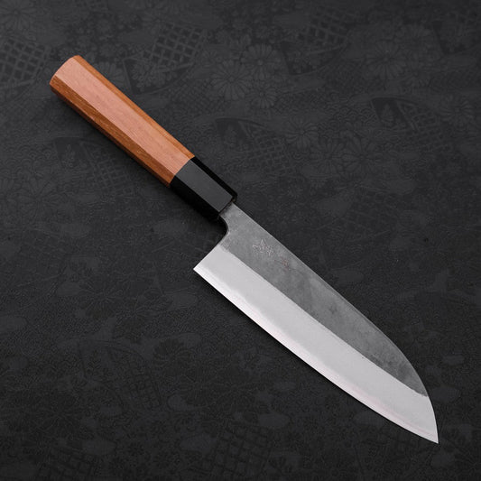 Santoku Blue Steel #2 Kurouchi Buffalo Teak Handle 165mm