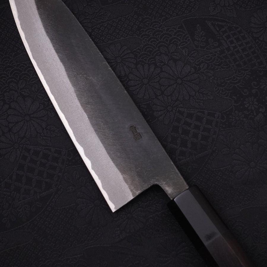 Santoku Blue Steel #2 Kurouchi Chokin Nami-Fuji Buffalo Ebony Handle 170mm