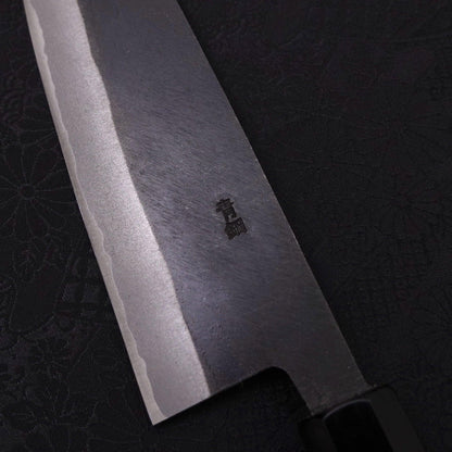 Santoku Blue Steel #2 Kurouchi Chokin Sakura-Fuji Buffalo Ebony Handle 170mm