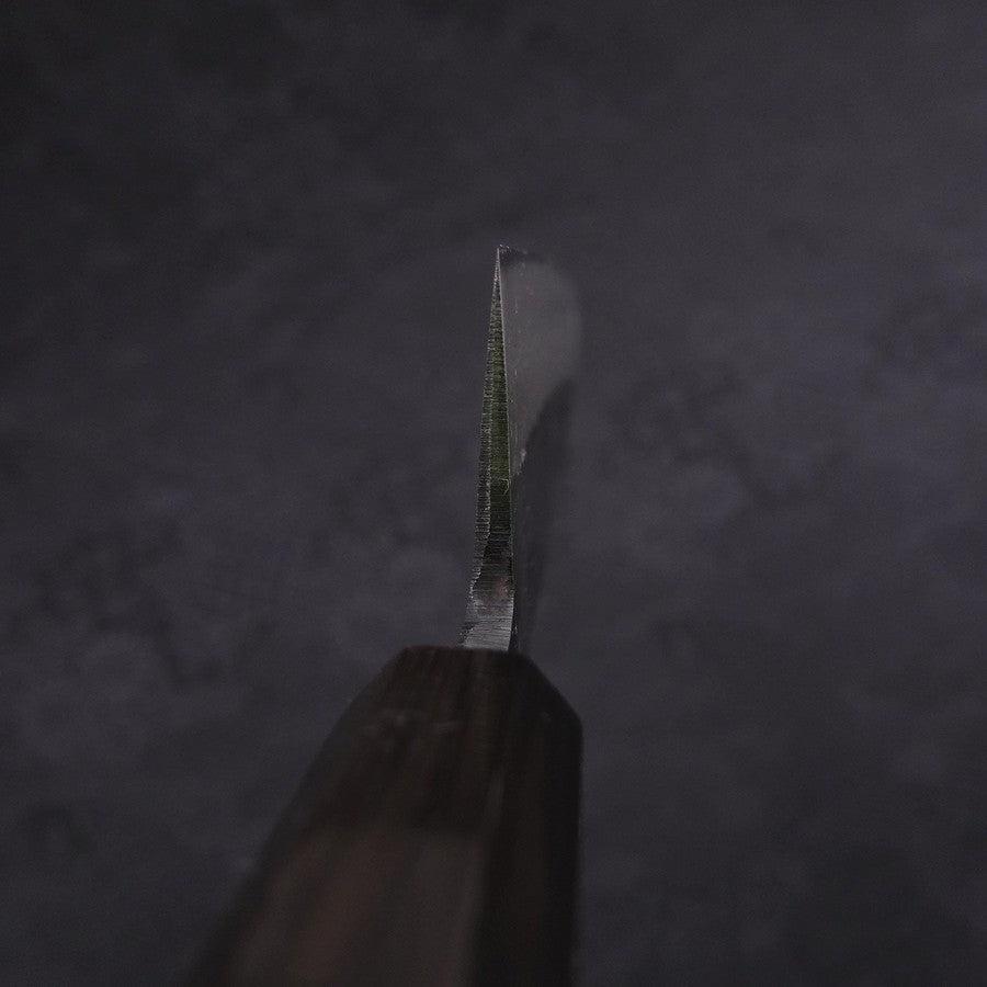 Santoku Blue Steel #2 Kurouchi Damascus Buffalo Ebony Handle 165mm