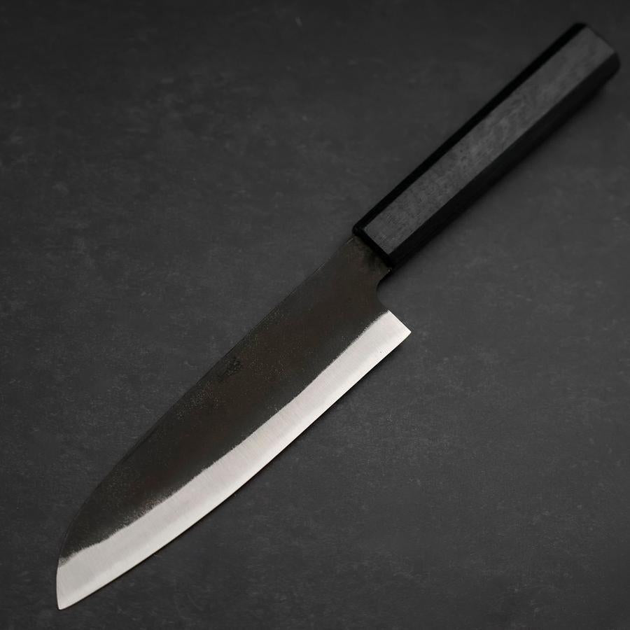 Santoku Blue Steel #2 Kurouchi Dark Blue Urushi Handle 165mm