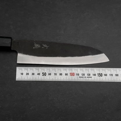 Santoku Blue Steel #2 Kurouchi Dark Blue Urushi Handle 165mm
