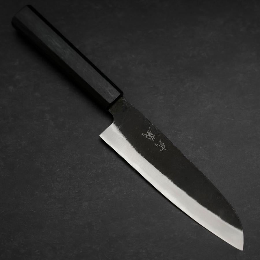 Santoku Blue Steel #2 Kurouchi Dark Blue Urushi Handle 165mm