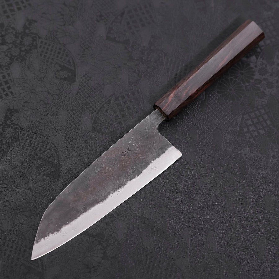 Santoku Blue Steel #2 Kurouchi Ebony Handle 165mm